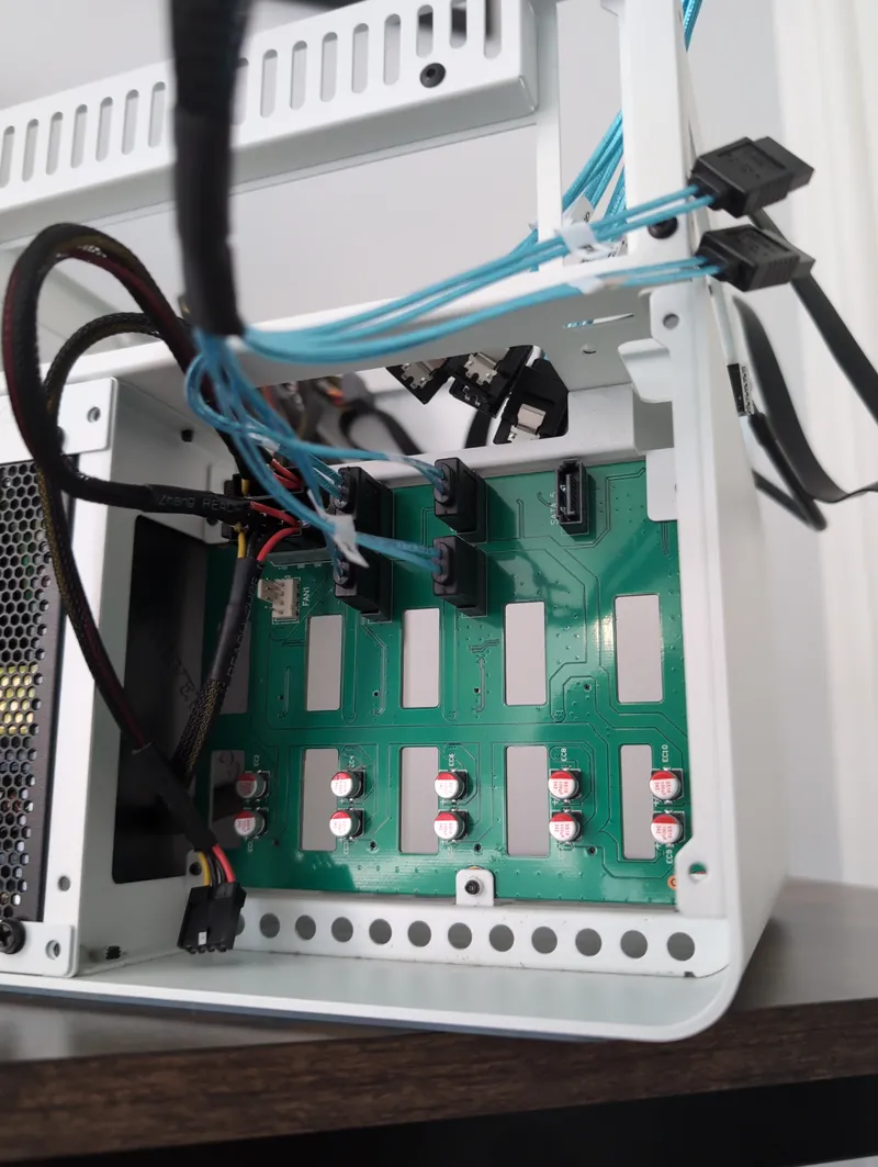 Connect SATA cables to hard drive board